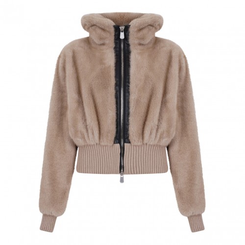 Beige Faux-Fur Jacket