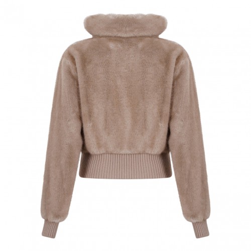Beige Faux-Fur Jacket