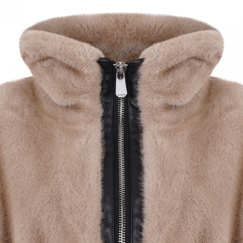 Beige Faux-Fur Jacket
