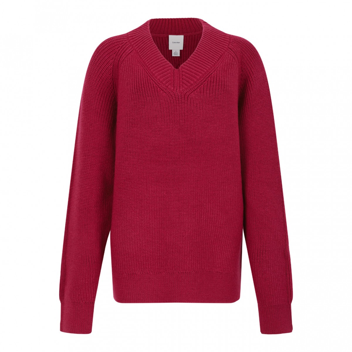 Red Wool Blend V-Neck Sweater