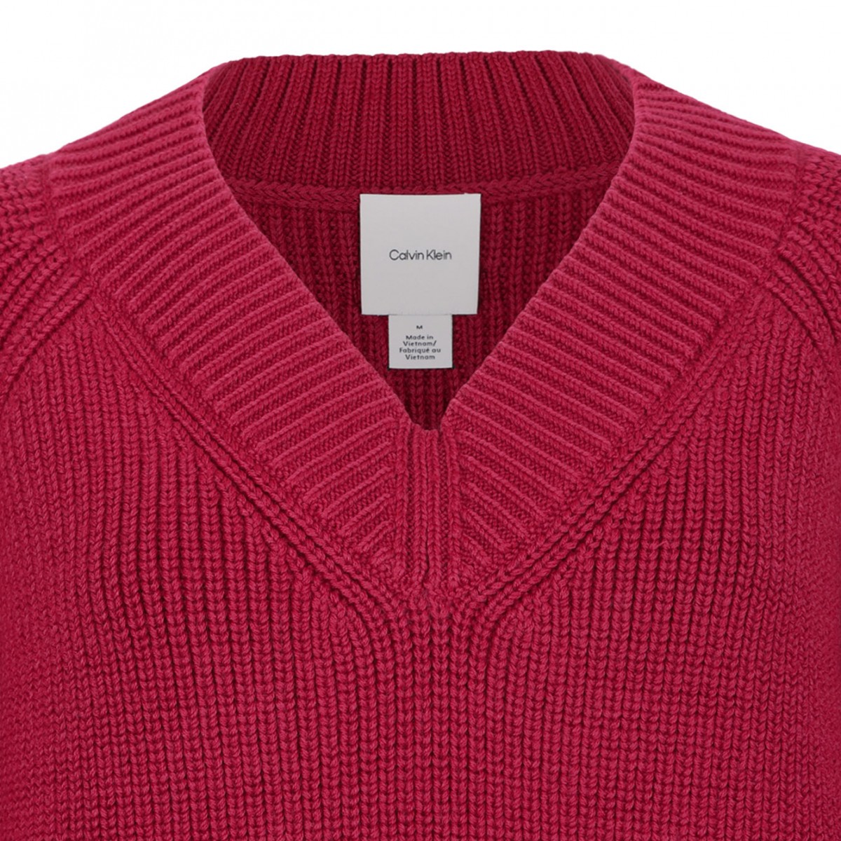 Red Wool Blend V-Neck Sweater