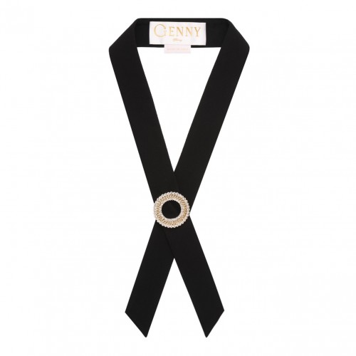 Black Circle Rhinestone Tie