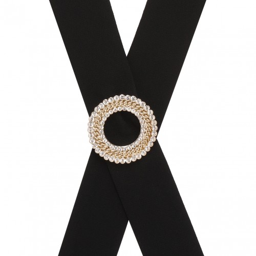Black Circle Rhinestone Tie 2