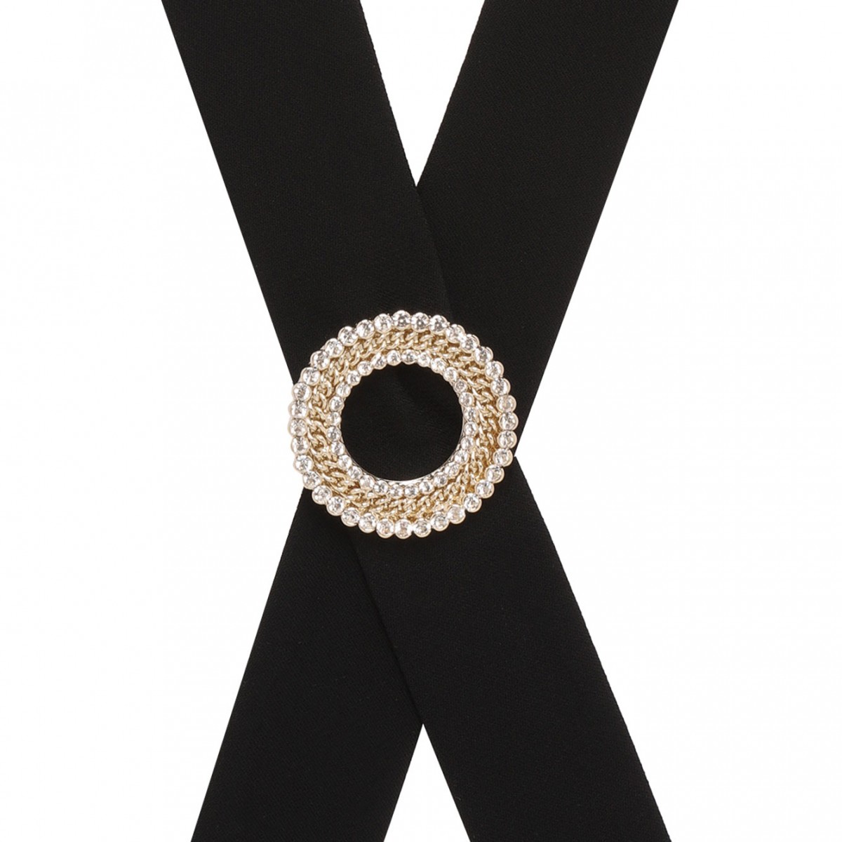 Black Circle Rhinestone Tie