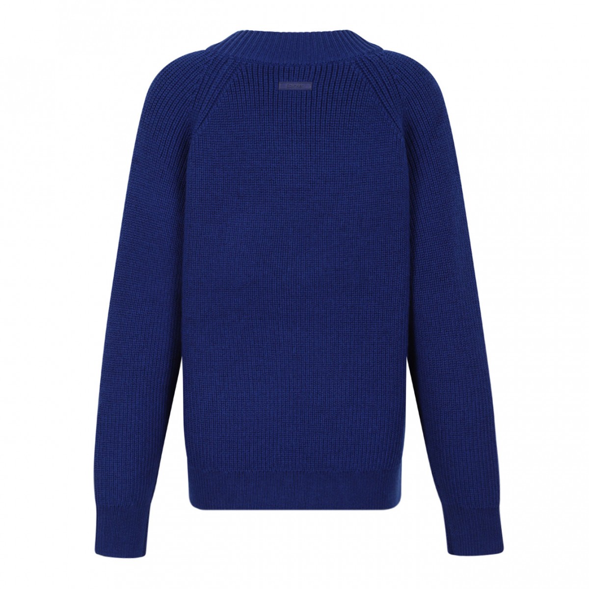Blue Wool Blend V-Neck Sweater