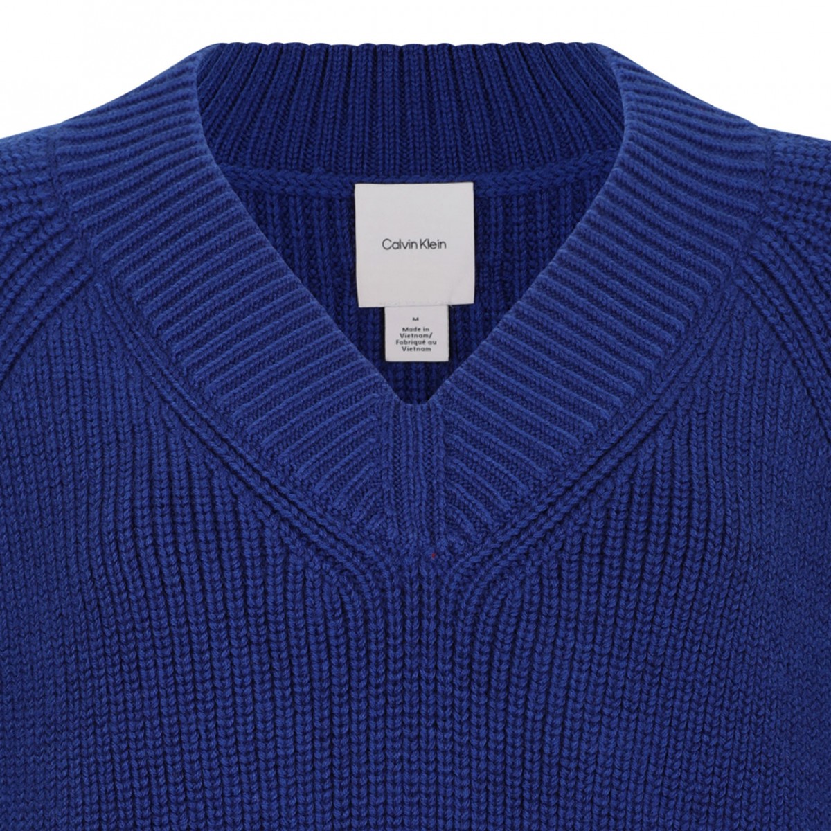 Blue Wool Blend V-Neck Sweater