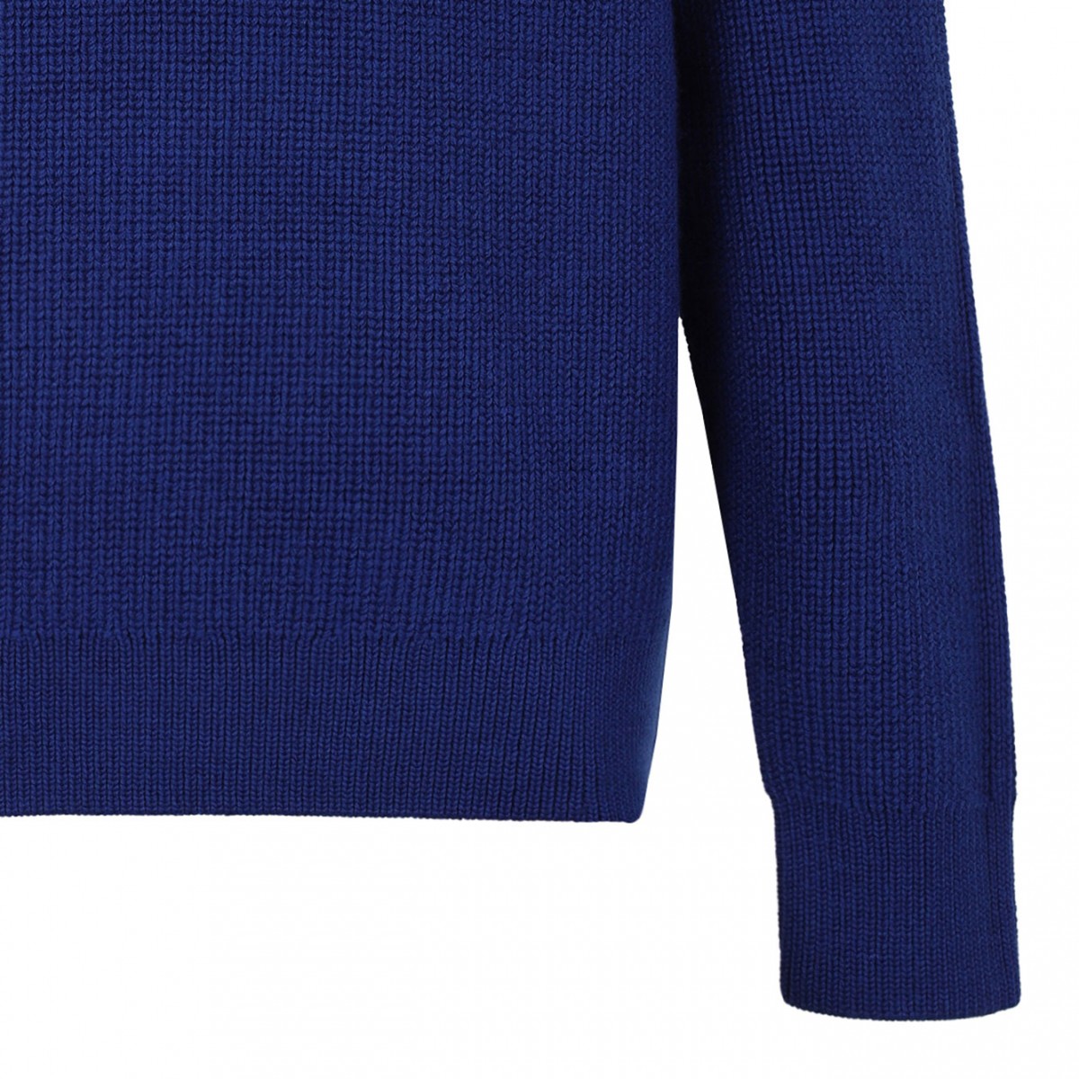 Blue Wool Blend V-Neck Sweater