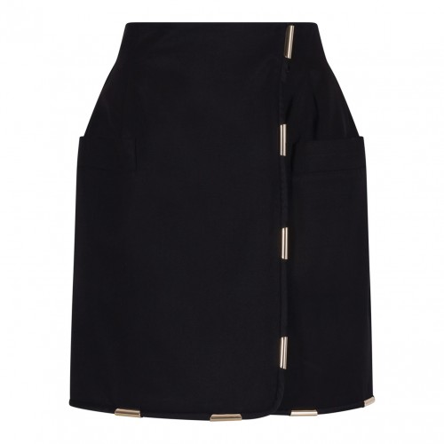 Black Contrasting-Trim Miniskirt