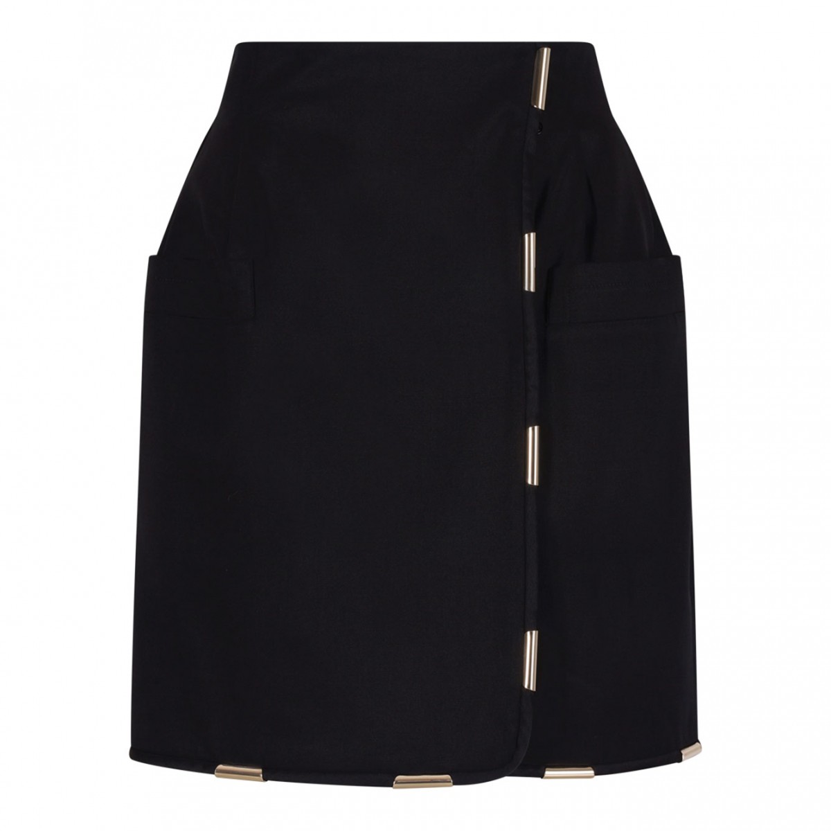 Black Contrasting-Trim Miniskirt