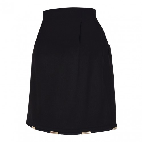 Black Contrasting-Trim Miniskirt