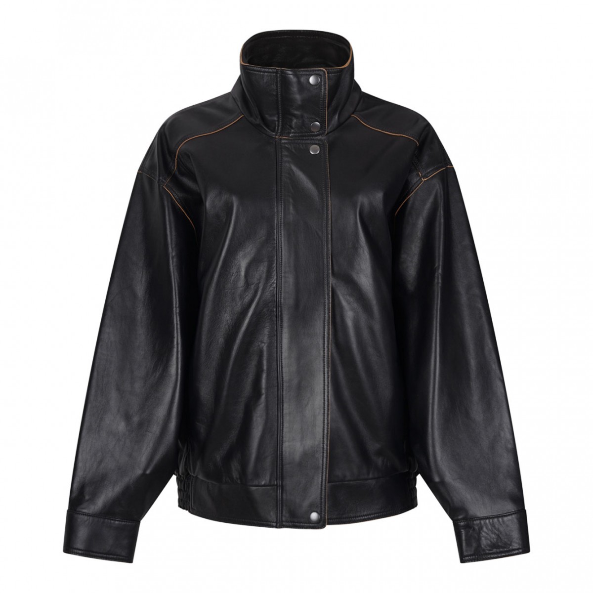 Black Relaxed Fit Patent Leather Jacket