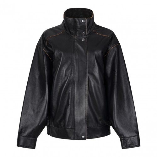 Black Relaxed Fit Patent Leather Jacket