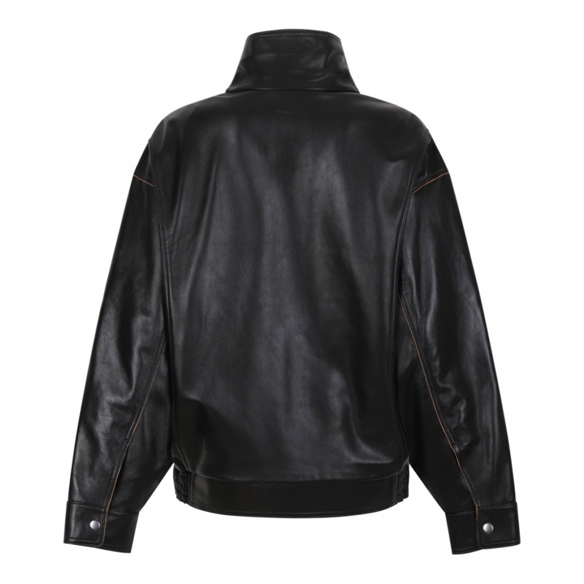 Black Relaxed Fit Patent Leather Jacket
