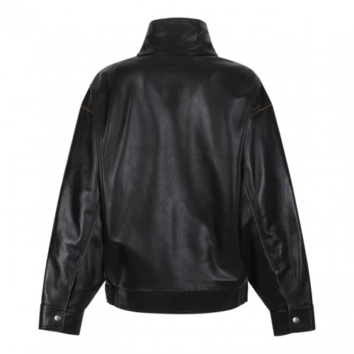Black Relaxed Fit Patent Leather Jacket