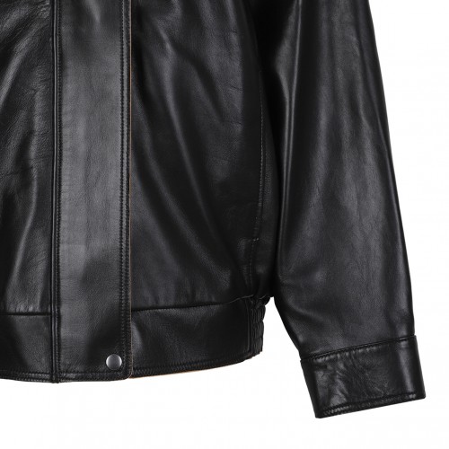 Black Relaxed Fit Patent Leather Jacket