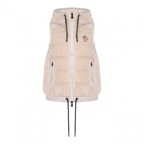 Beige Fleece Sleeveless Jacket