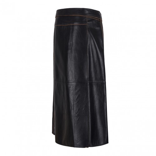 Black Midi Nappa Skirt