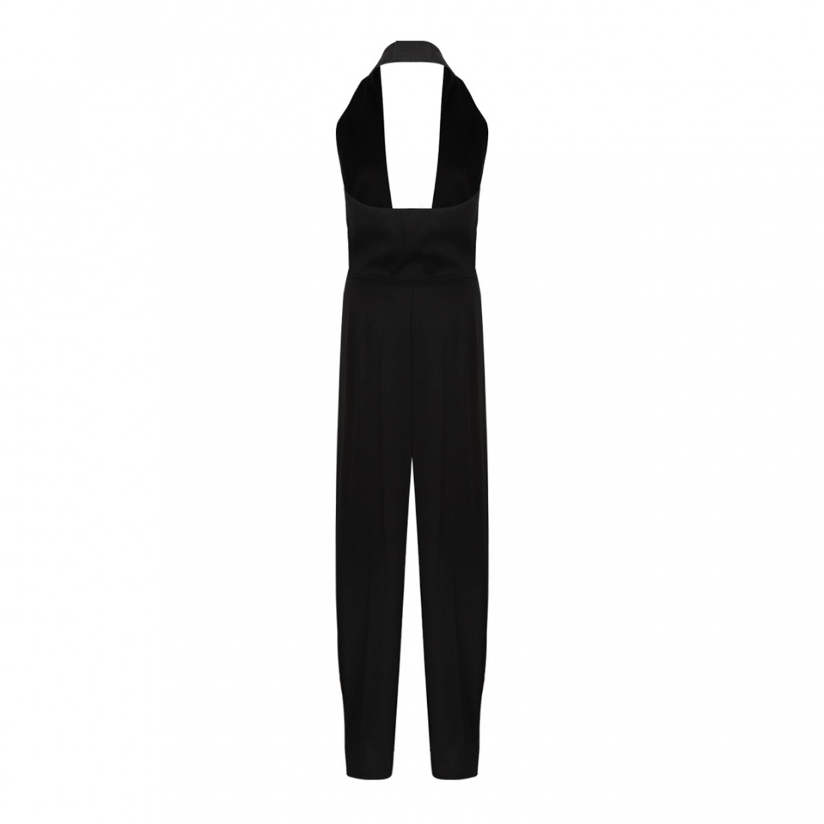 Black Halter-Neck Pleated-Front Jumpsuit