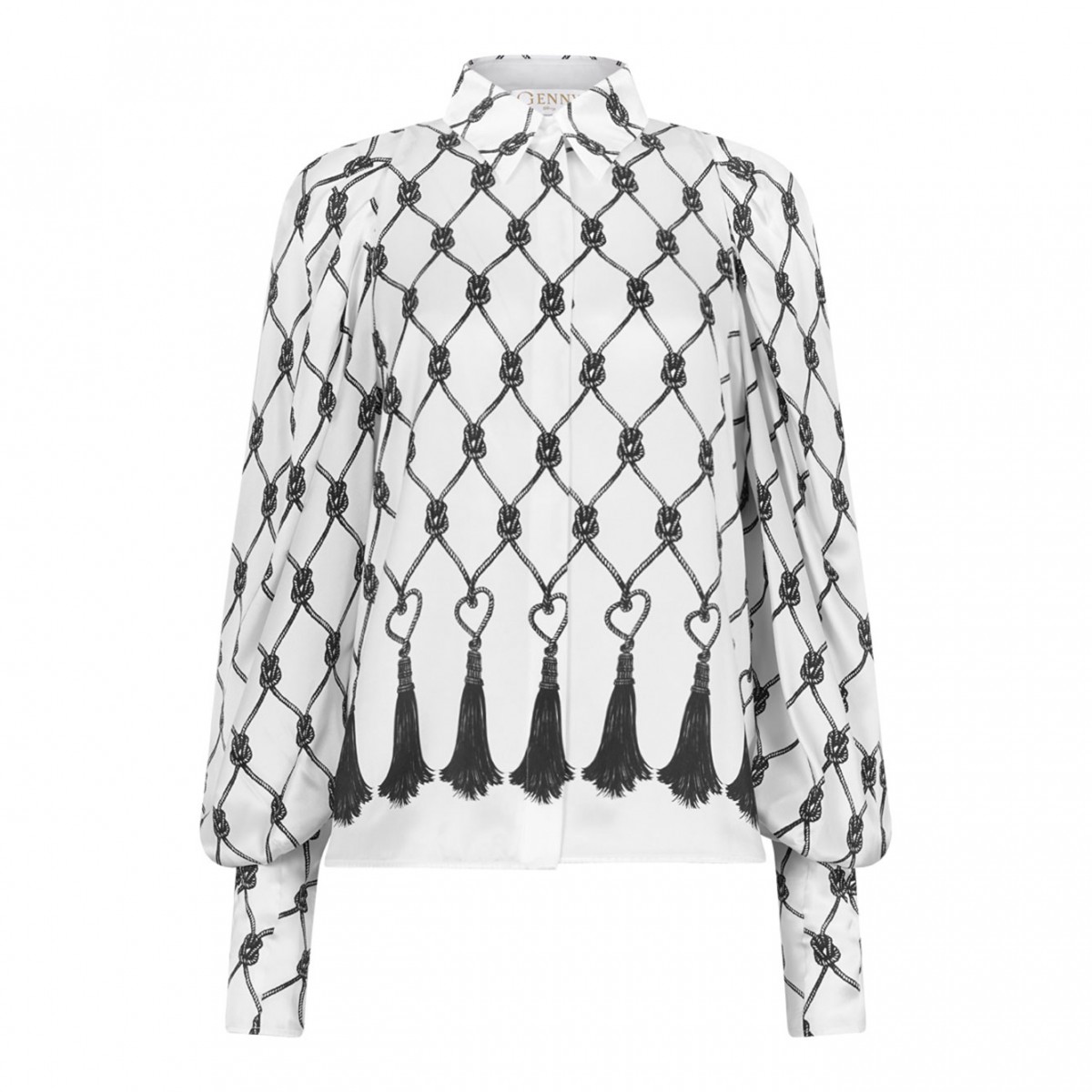 Off White Tassel-Print Blouse