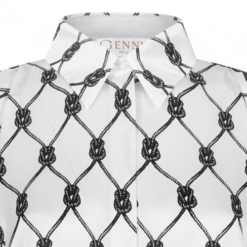 Off White Tassel-Print Blouse