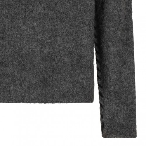 Dark Green High-Neck Twisted-Detail Sweater
