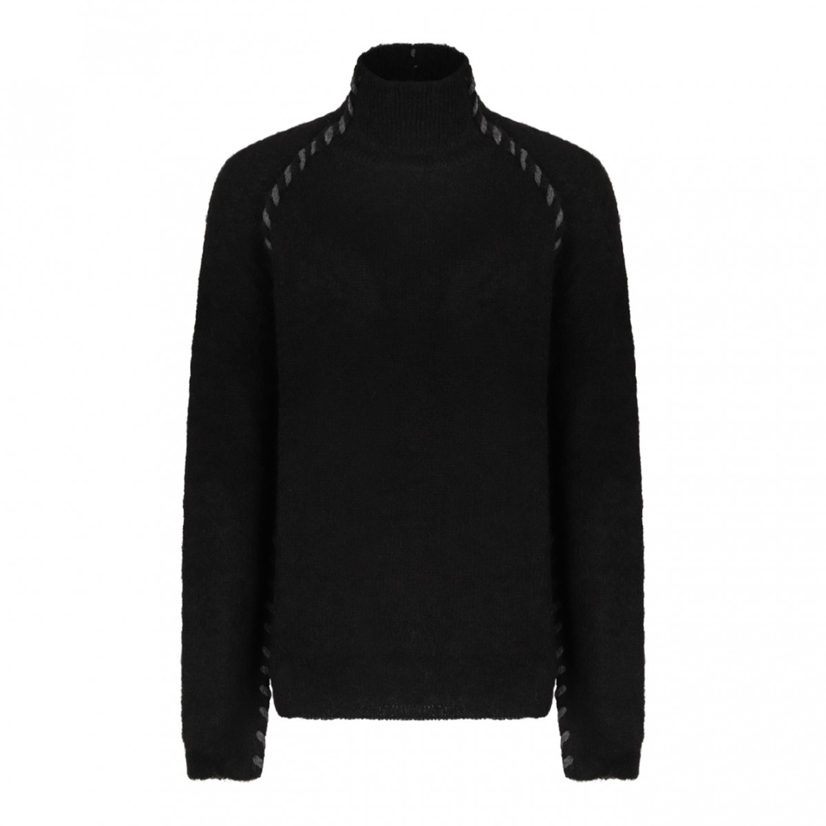 Black High-Neck Twisted-Detail Sweater