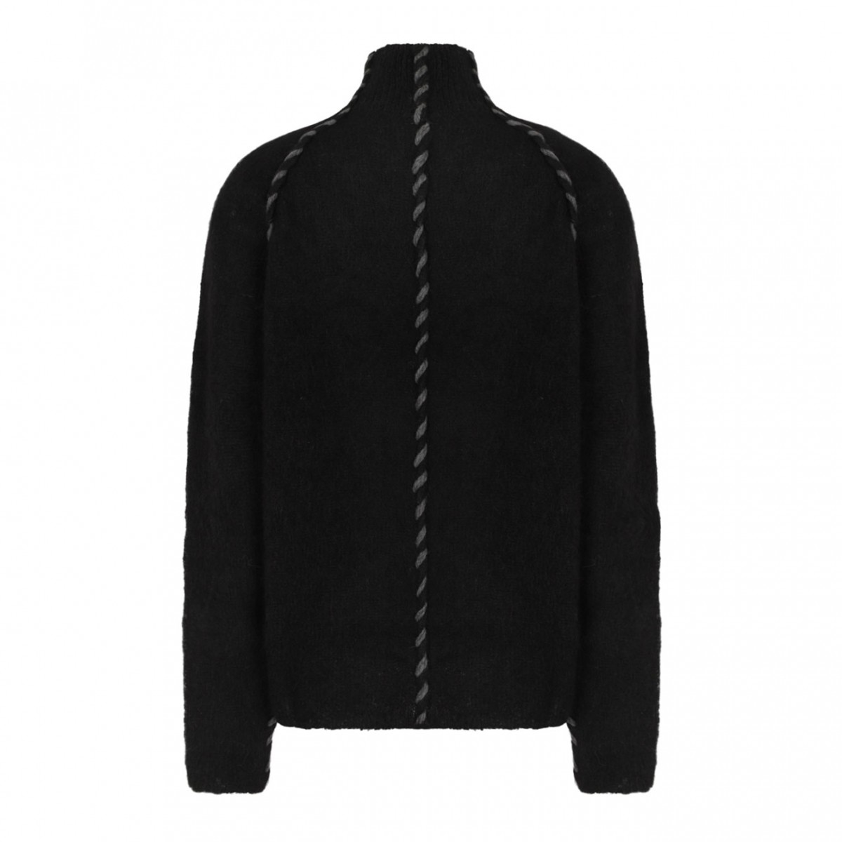 Black High-Neck Twisted-Detail Sweater
