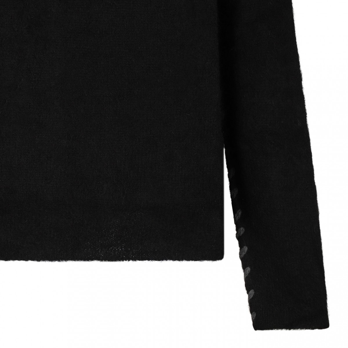 Black High-Neck Twisted-Detail Sweater
