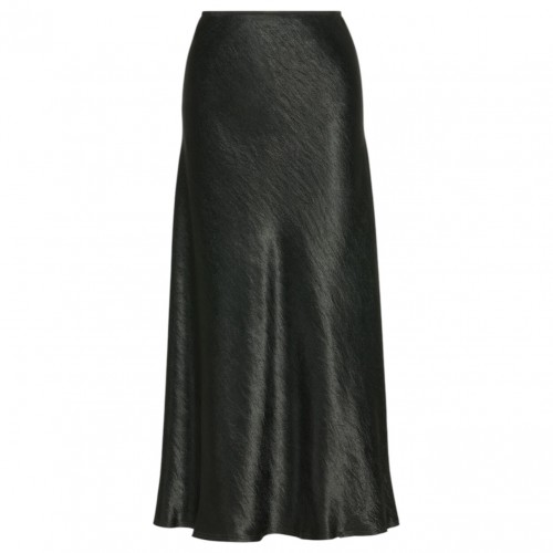 Black Satin Midi Skirt