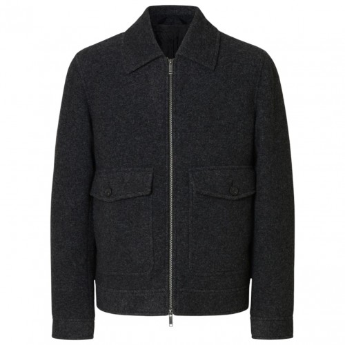 Grey Melange Wool Blend Jacket