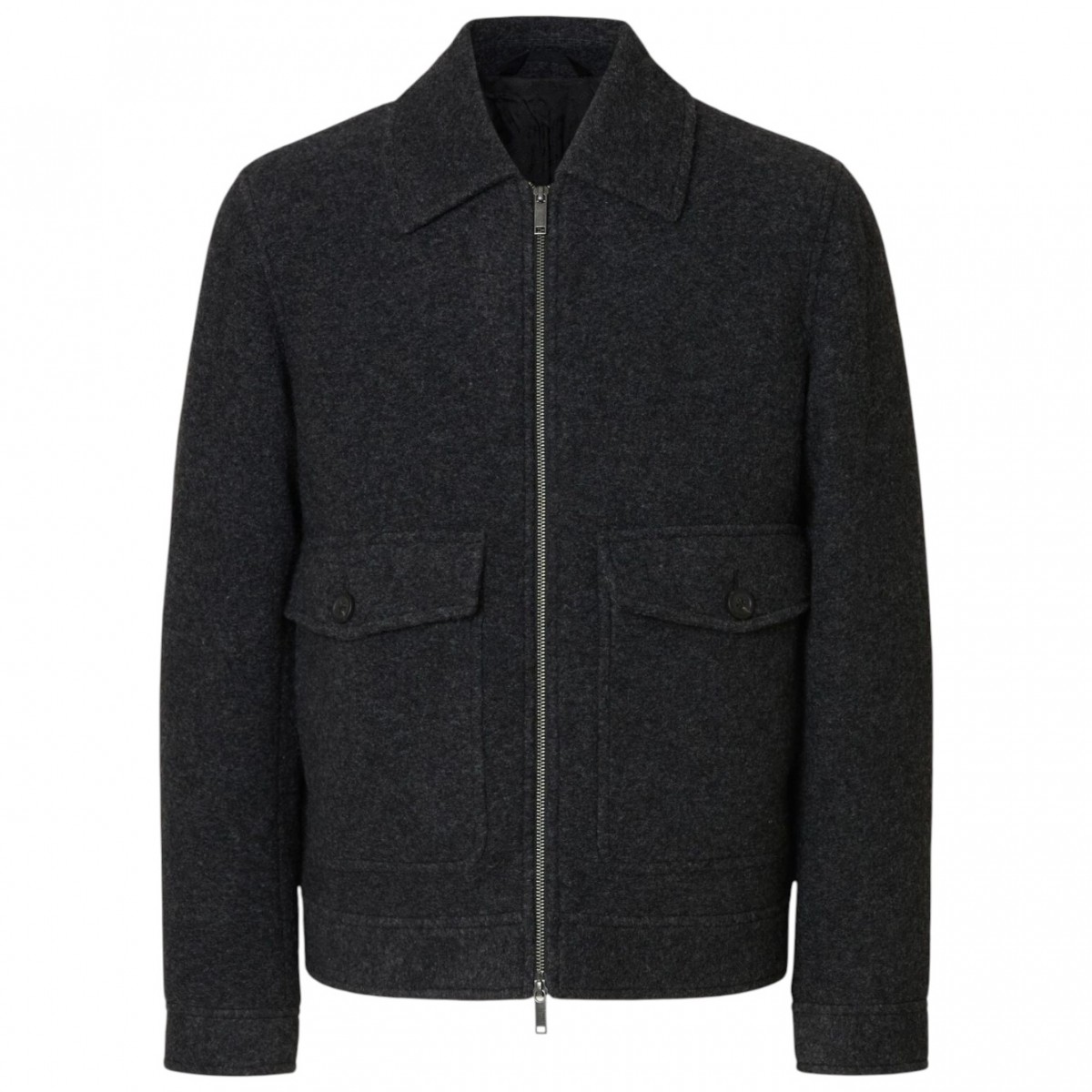 Grey Melange Wool Blend Jacket