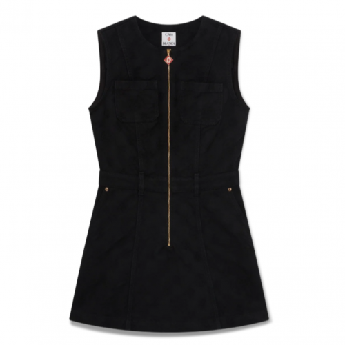 Black Denim Monogram Zip Dress