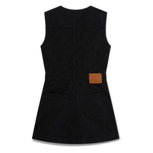Black Denim Monogram Zip Dress 2