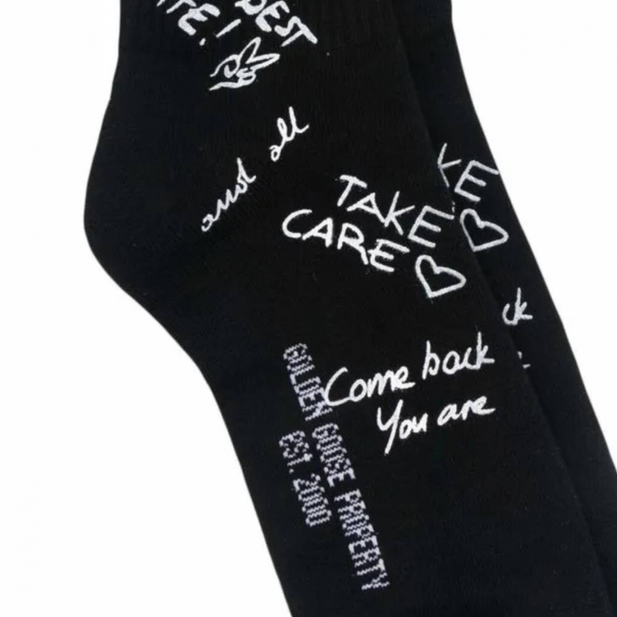 Black Socks With Scribbled Print