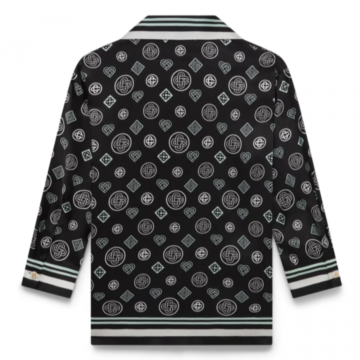 Black Monogram Pyjama Silk Satin Shirt