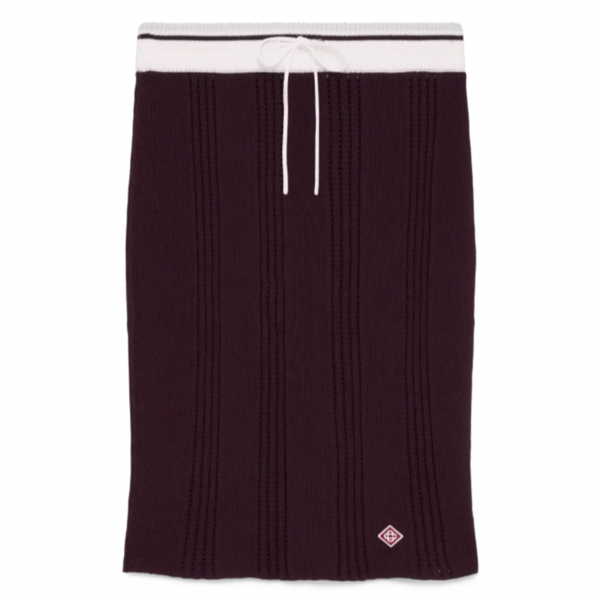 Burgundy Cotton Knit Midi Skirt