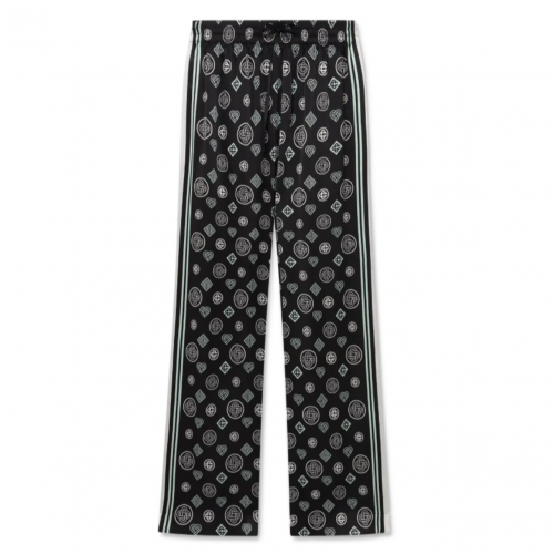 Black Monogram Pyjama Silk Satin Trousers