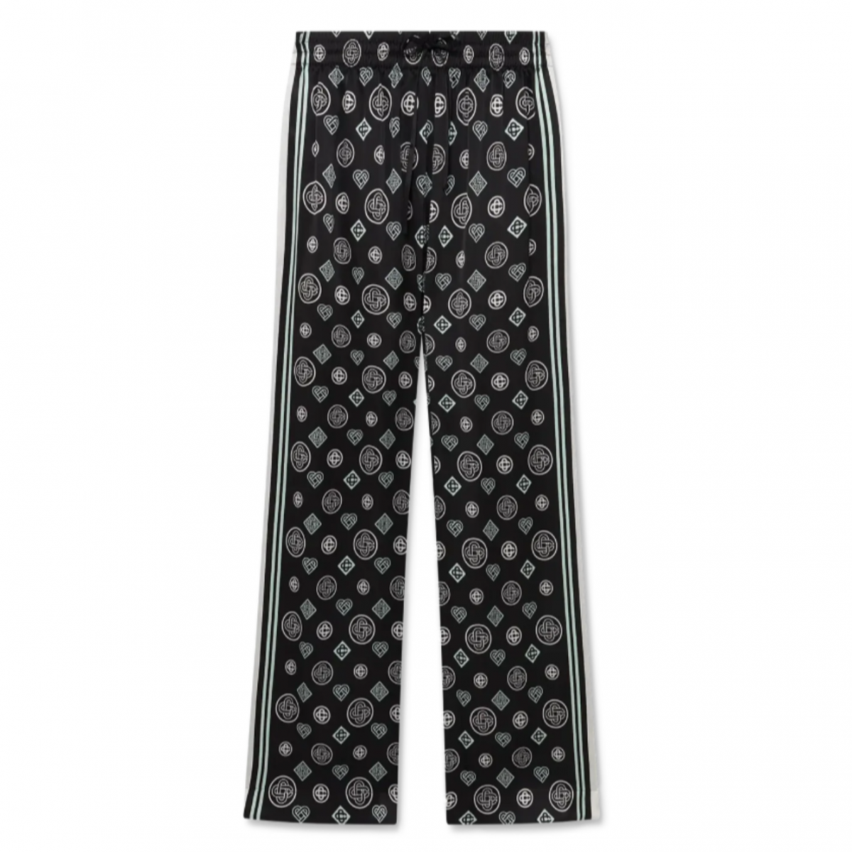 Black Monogram Pyjama Silk Satin Trousers