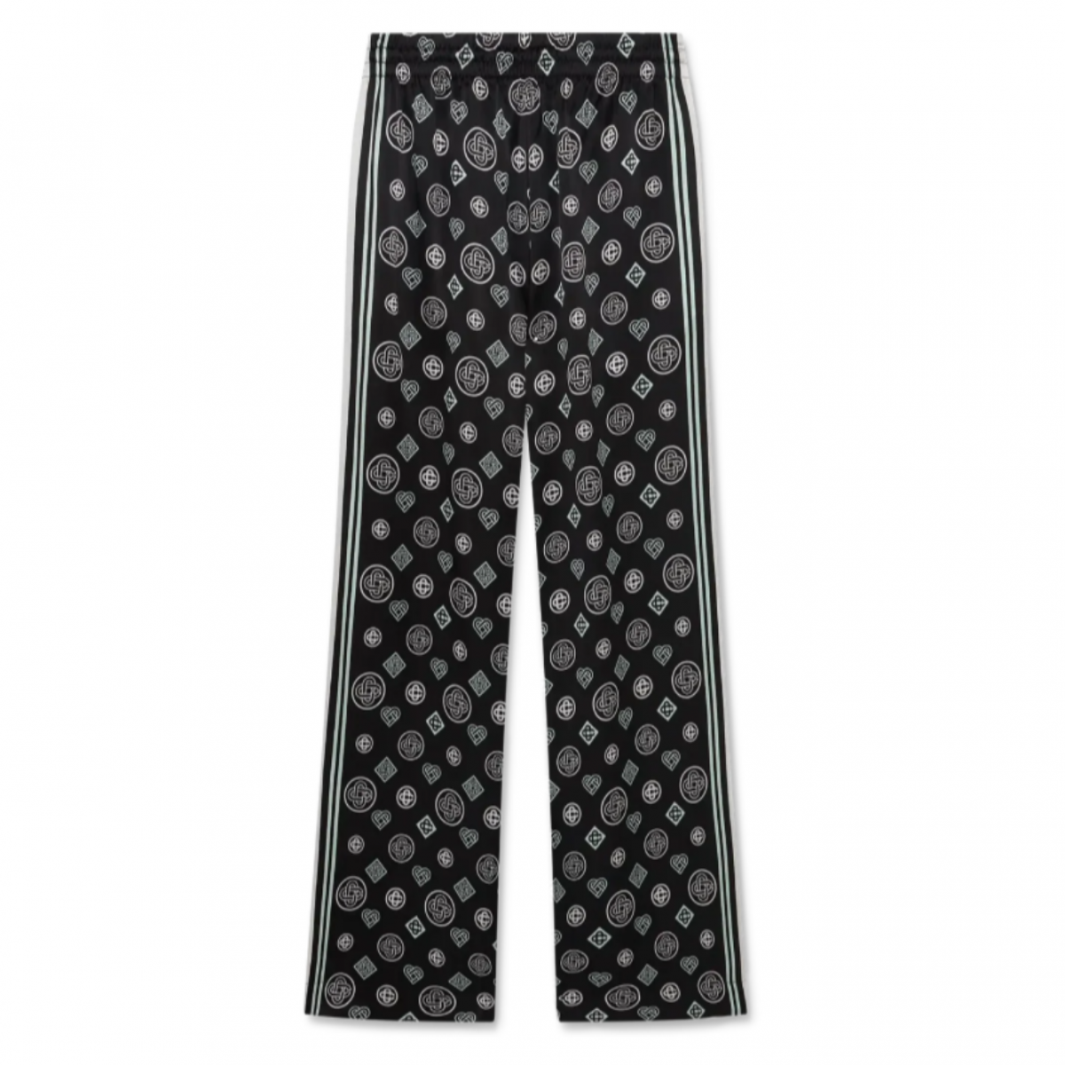 Black Monogram Pyjama Silk Satin Trousers