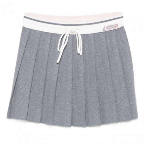 Silver Merino Knit Tennis Skirt