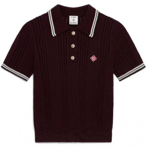 Burgundy Cotton Knit Short Sleeve Polo