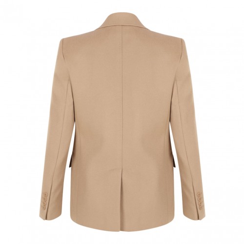 Camel Single-Breasted Wool Drap Blazer