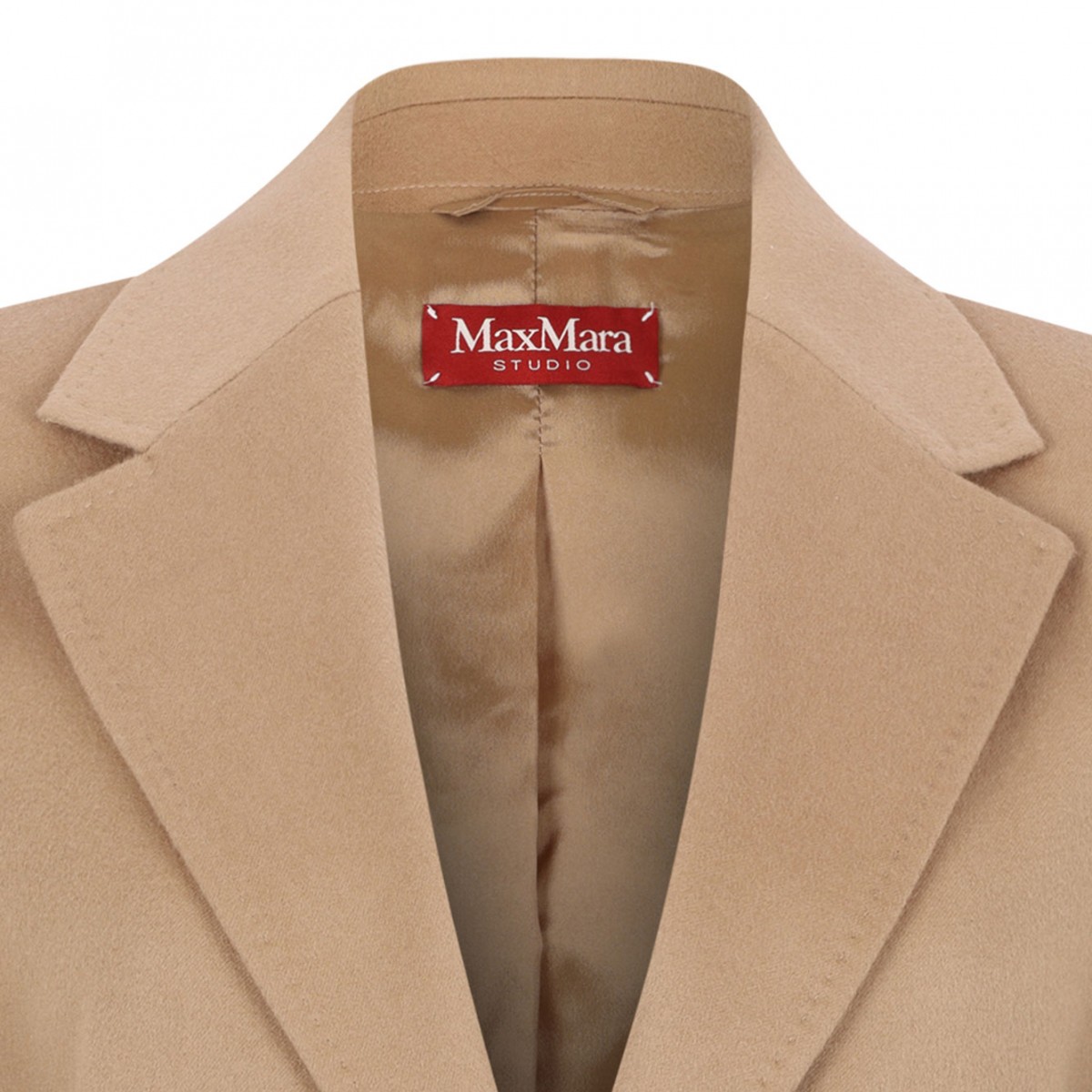 Camel Single-Breasted Wool Drap Blazer