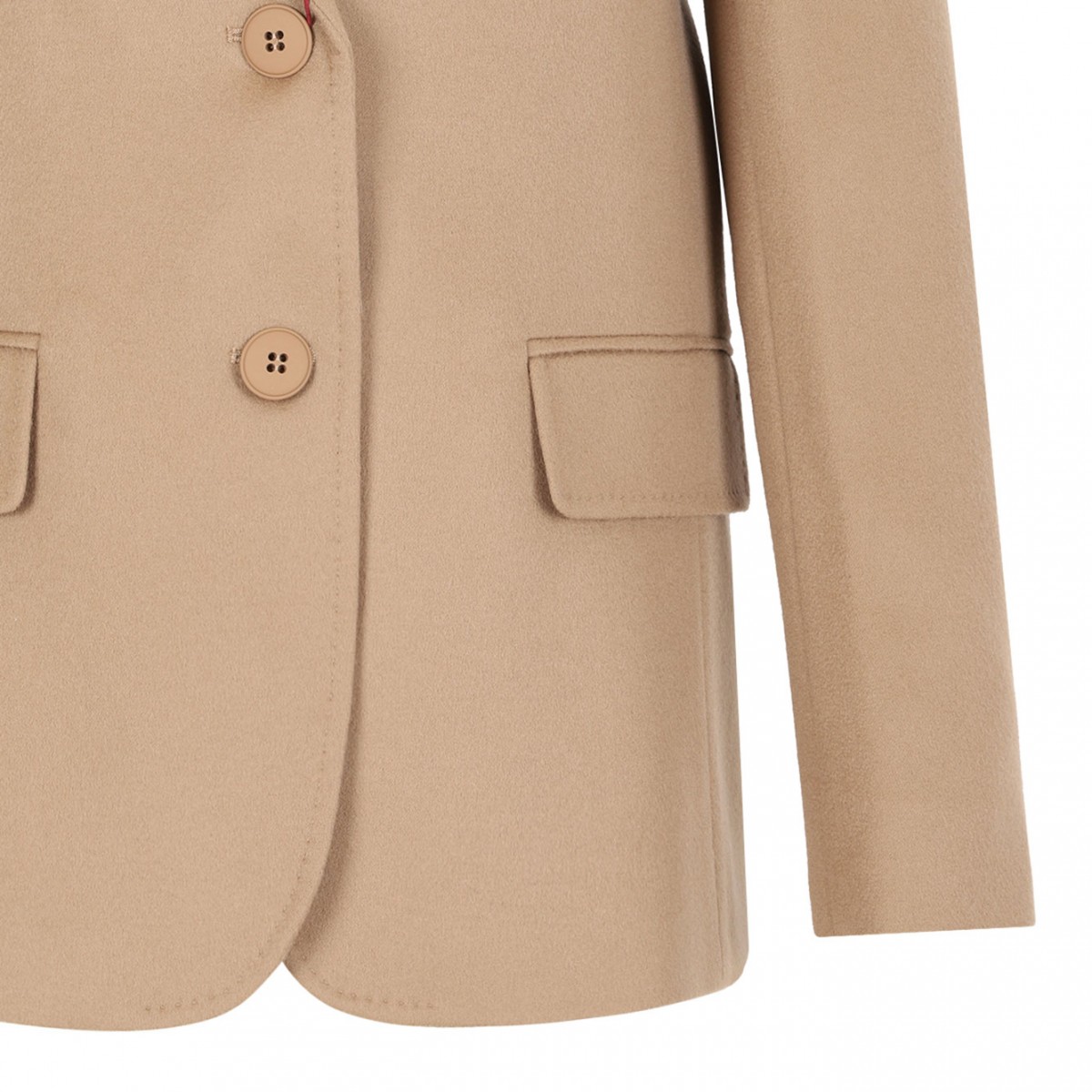 Camel Single-Breasted Wool Drap Blazer