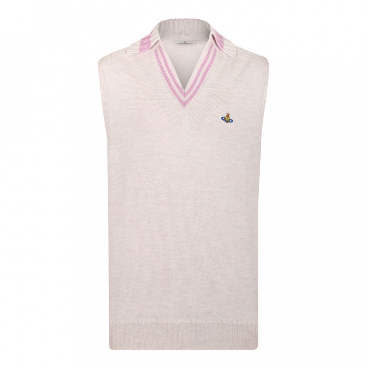 Grey Melange Wool Fisherman Vest