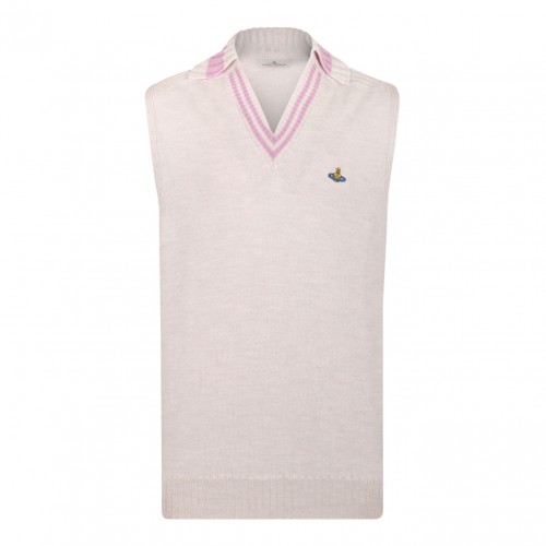 Grey Melange Wool Fisherman Vest