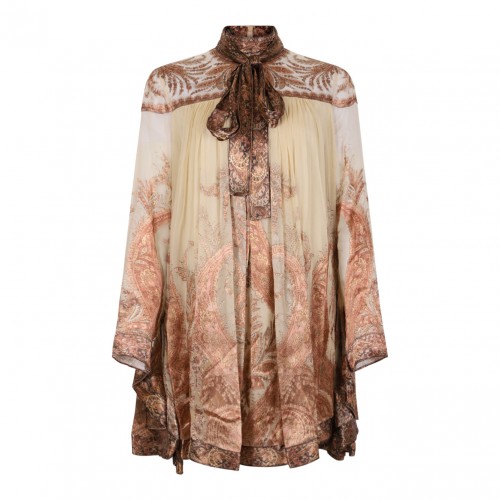 Hypnotic Paisley-Print Tied-Neck Dress