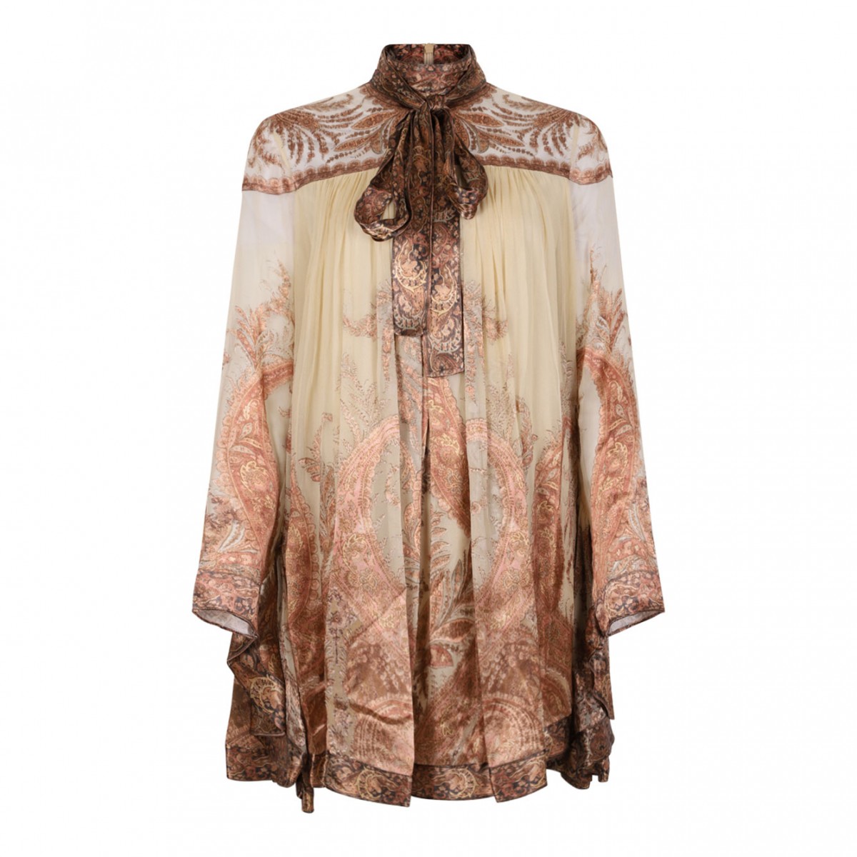 Hypnotic Paisley-Print Tied-Neck Dress