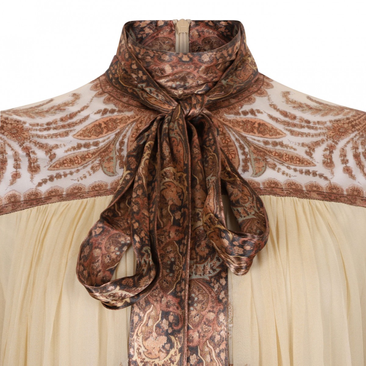 Hypnotic Paisley-Print Tied-Neck Dress