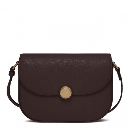 Brown Curved-Flap Crossbody Bag
